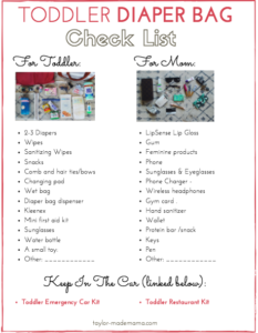 Everything you need to pack in a Toddler Diaper Bag. Toddler diaper bag essentials for a mom and her toddler.